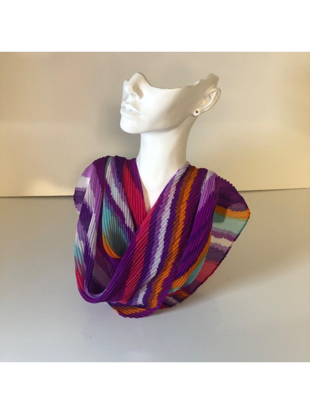 Charlotte Daniel Multicolor Pleated Scarf Polyester 25x23.5 NEW